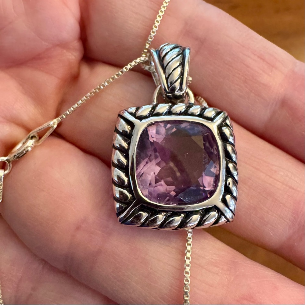 Large Sterling Silver Amethyst Pendant